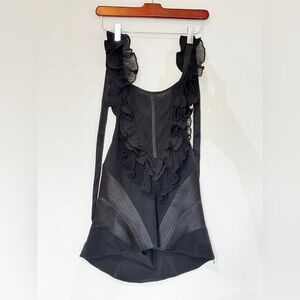 Black Ruffled Sleeveless Top